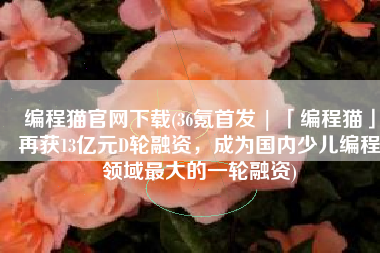 编程猫官网下载(36氪首发 | 「编程猫」再获13亿元D轮融资，成为国内少儿编程领域最大的一轮融资)
