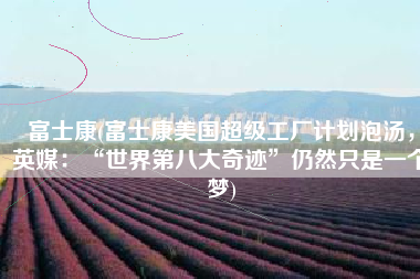 富士康(富士康美国超级工厂计划泡汤，英媒：“世界第八大奇迹”仍然只是一个梦)