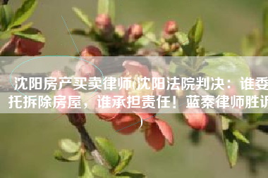 沈阳房产买卖律师(沈阳法院判决：谁委托拆除房屋，谁承担责任！蓝秦律师胜诉)