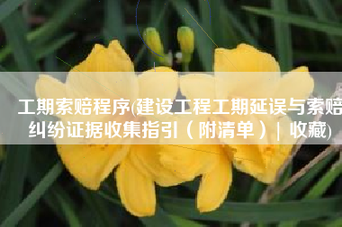 工期索赔程序(建设工程工期延误与索赔纠纷证据收集指引（附清单）| 收藏)