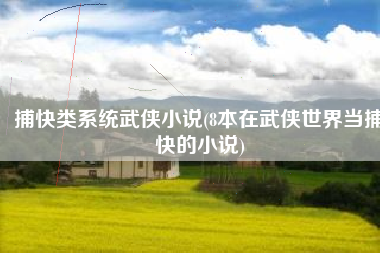 捕快类系统武侠小说(8本在武侠世界当捕快的小说)