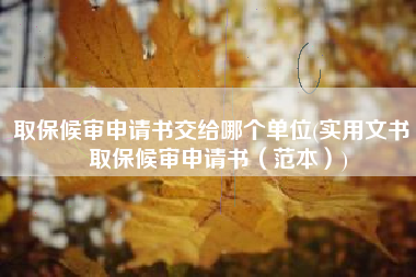 取保候审申请书交给哪个单位(实用文书｜取保候审申请书（范本）)