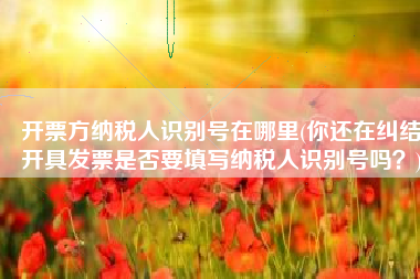 开票方纳税人识别号在哪里(你还在纠结开具发票是否要填写纳税人识别号吗？)