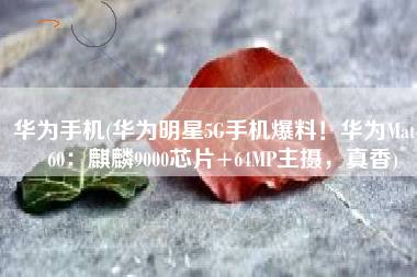 华为手机(华为明星5G手机爆料！华为Mate 60：麒麟9000芯片+64MP主摄，真香)