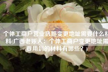 个体工商户营业执照变更地址需要什么材料(广西老账人：个体工商户变更地址需要用到的材料有哪些？)