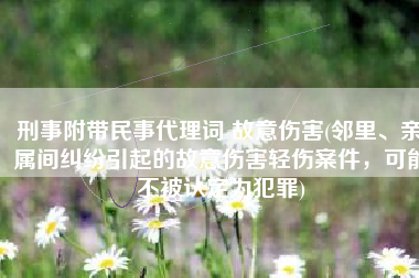 刑事附带民事代理词 故意伤害(邻里、亲属间纠纷引起的故意伤害轻伤案件，可能不被认定为犯罪)