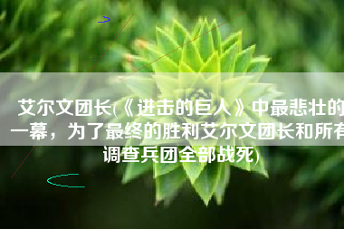 艾尔文团长(《进击的巨人》中最悲壮的一幕，为了最终的胜利艾尔文团长和所有调查兵团全部战死)