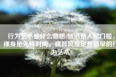 行为艺术是什么意思(酗酒是入圈门槛，裸身是先锋时尚，魏晋风度定是最早的行为艺术)