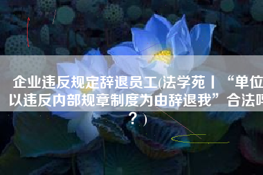 企业违反规定辞退员工(法学苑丨“单位以违反内部规章制度为由辞退我”合法吗？)