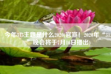 今年315主题是什么2020(官宣！2020年“315”晚会将于7月16日播出)