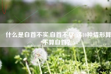 什么是自首不实,自首不尽(这10种情形算不算自首？)