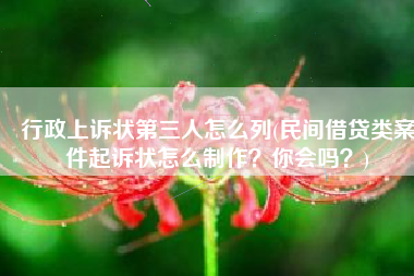 行政上诉状第三人怎么列(民间借贷类案件起诉状怎么制作？你会吗？)
