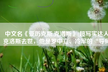 中文名《亚历克斯.克洛斯》(超写实达人克洛斯去世，他是罗中立、冷军的“导师”)