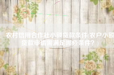农村信用合作社小额贷款条件(农户小额贷款申请需满足哪些条件？)