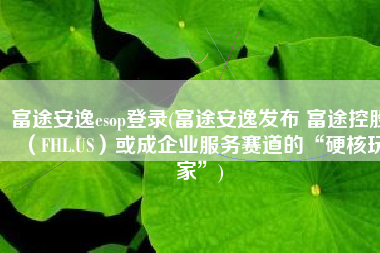 富途安逸esop登录(富途安逸发布 富途控股（FHL.US）或成企业服务赛道的“硬核玩家”)