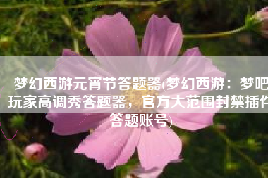 梦幻西游元宵节答题器(梦幻西游：梦吧玩家高调秀答题器，官方大范围封禁插件答题账号)