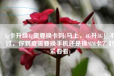 3g卡升级4g需要换卡吗(马上，4G升5G！不过，你到底需要换手机还是换SIM卡？赶紧看看)