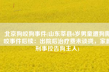北京狗咬狗事件(山东莘县6岁男童遭狗撕咬事件后续：出院后治疗费未谈拢，家属刑事控告狗主人)