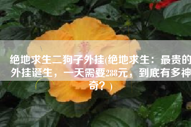 绝地求生二狗子外挂(绝地求生：最贵的外挂诞生，一天需要288元，到底有多神奇？)