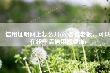 信用证明网上怎么开(@各位老板，可以在线申请信用修复啦)