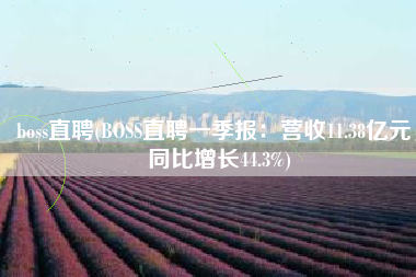 boss直聘(BOSS直聘一季报：营收11.38亿元，同比增长44.3%)