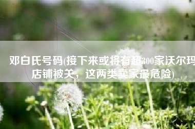 邓白氏号码(接下来或将有超300家沃尔玛店铺被关，这两类卖家最危险)