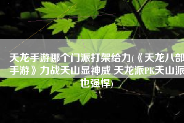天龙手游哪个门派打架给力(《天龙八部手游》力战天山显神威 天龙派PK天山派也强悍)