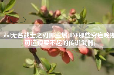 dnf无名战士之刃哪里爆(DNF那些穷癌晚期可远观买不起的传说武器)