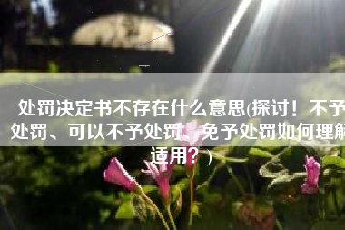 处罚决定书不存在什么意思(探讨！不予处罚、可以不予处罚、免予处罚如何理解适用？)