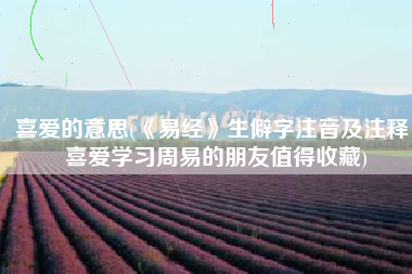 喜爱的意思(《易经》生僻字注音及注释，喜爱学习周易的朋友值得收藏)