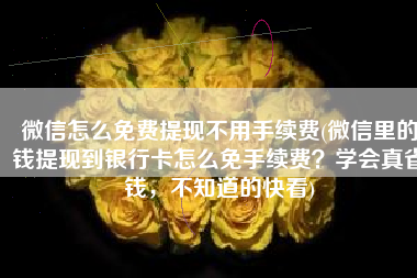 微信怎么免费提现不用手续费(微信里的钱提现到银行卡怎么免手续费？学会真省钱，不知道的快看)