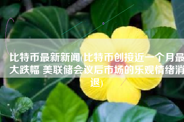 比特币最新新闻(比特币创接近一个月最大跌幅 美联储会议后市场的乐观情绪消退)