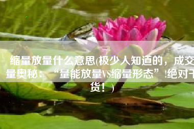 缩量放量什么意思(极少人知道的，成交量奥秘：“量能放量VS缩量形态”!绝对干货！)