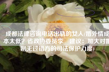 成都法律咨询电话出轨的女人(婚外情成本太低？省政协委员李凊建议：加大对婚姻无过错方的司法保护力度)