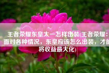 王者荣耀东皇太一怎样出装(王者荣耀：面对各种情况，东皇应该怎么出装，才能将收益最大化)