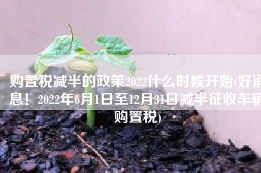 购置税减半的政策2022什么时候开始(好消息！2022年6月1日至12月31日减半征收车辆购置税)
