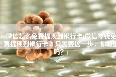 微信怎么免费提现到银行卡(微信零钱免费提现到银行卡，只需要这一步，你知道吗？)