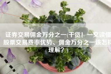 证券交易佣金万分之一(干货！一文读懂股票交易费率优势、佣金万分之一该怎样理解？)