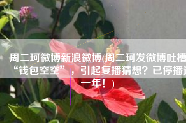 周二珂微博新浪微博(周二珂发微博吐槽“钱包空空”，引起复播猜想？已停播近一年！)