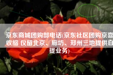 京东商城团购部电话(京东社区团购京喜收缩 仅留北京、廊坊、郑州三地提供自提业务)