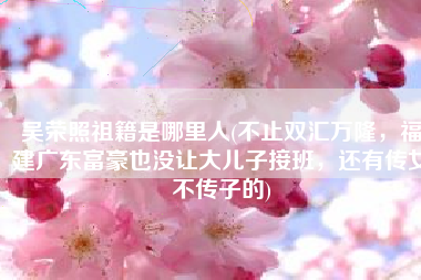 吴荣照祖籍是哪里人(不止双汇万隆，福建广东富豪也没让大儿子接班，还有传女不传子的)