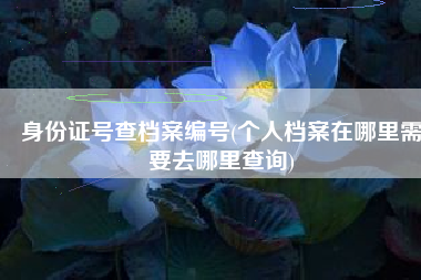 身份证号查档案编号(个人档案在哪里需要去哪里查询)