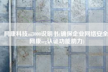 网康科技ni3000说明书(确保企业网络安全 网康icg认证功能助力)