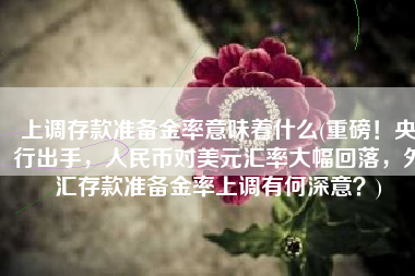 上调存款准备金率意味着什么(重磅！央行出手，人民币对美元汇率大幅回落，外汇存款准备金率上调有何深意？)