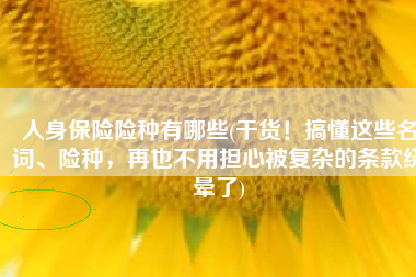 人身保险险种有哪些(干货！搞懂这些名词、险种，再也不用担心被复杂的条款绕晕了)