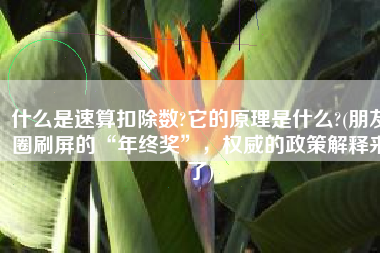 什么是速算扣除数?它的原理是什么?(朋友圈刷屏的“年终奖”，权威的政策解释来了)