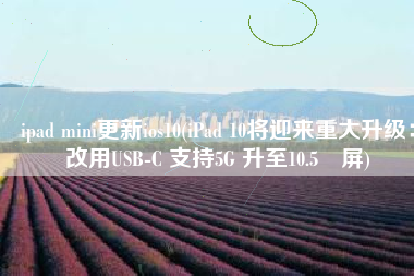 ipad mini更新ios10(iPad 10将迎来重大升级：改用USB-C 支持5G 升至10.5吋屏)