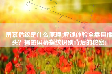 屏幕指纹是什么原理(解锁体验全靠摄像头？揭露屏幕指纹识别背后的秘密)