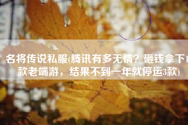 名将传说私服(腾讯有多无情？砸钱拿下11款老端游，结果不到一年就停运3款)