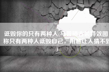 诋毁你的只有两种人(马蓉晒古装特效图，称只有两种人诋毁自己，用意让人猜不到)